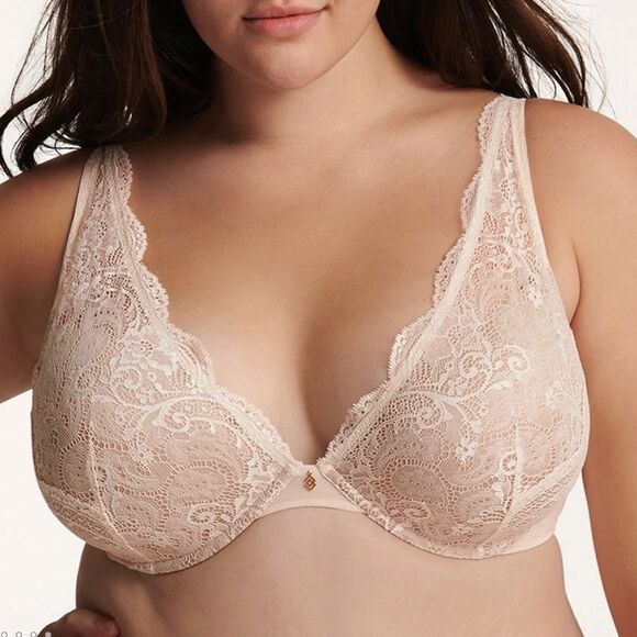 Thirdlove 24/7 nude Lace Contour Plunge Bra Sz 36F